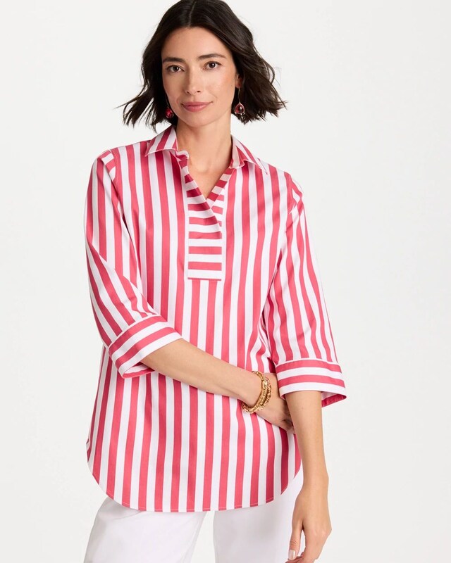 No Iron Striped Stretch Tunic - image 1